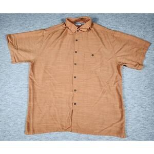 Windom Points Button Down Shirt Short Sleeve Collard Mens Size Large Orange